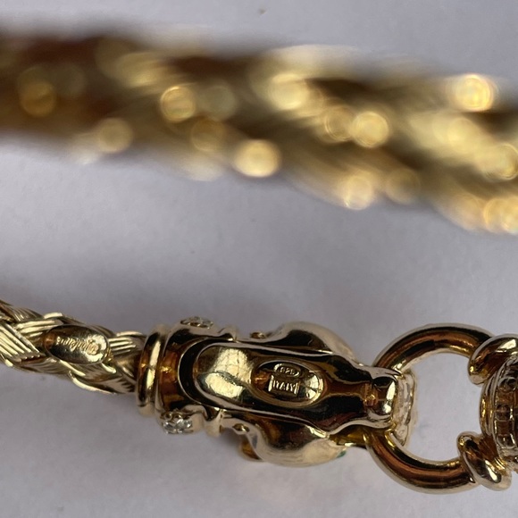 Made in Italy Emerald Eyed Woven Bangle Bracelet Genuine 18k Gold over Solid925 - Picture 13 of 16